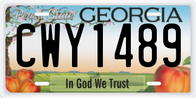 GA license plate CWY1489