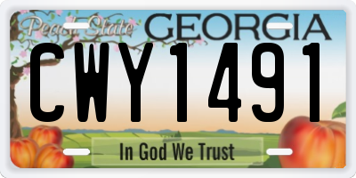 GA license plate CWY1491