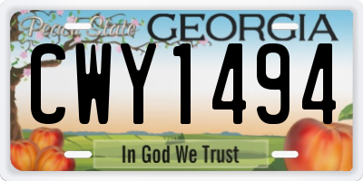 GA license plate CWY1494