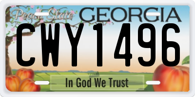 GA license plate CWY1496