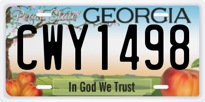 GA license plate CWY1498
