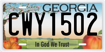 GA license plate CWY1502