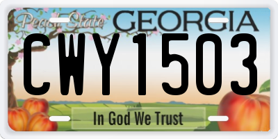 GA license plate CWY1503
