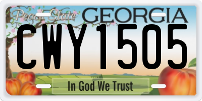 GA license plate CWY1505
