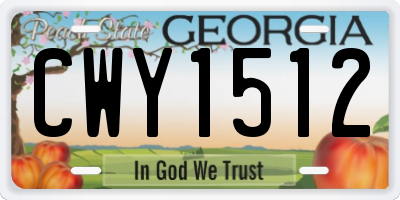GA license plate CWY1512