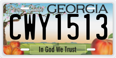 GA license plate CWY1513