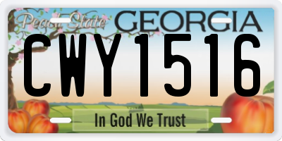 GA license plate CWY1516