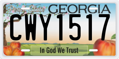 GA license plate CWY1517