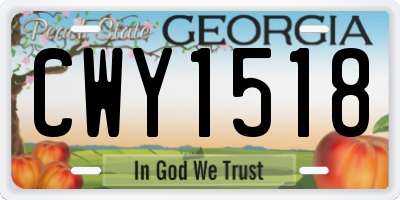 GA license plate CWY1518