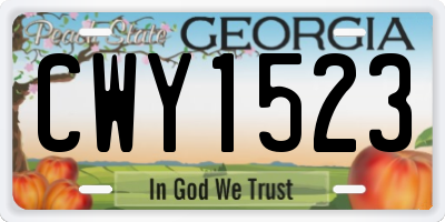 GA license plate CWY1523