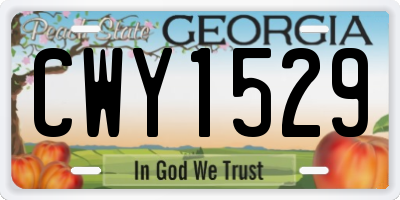 GA license plate CWY1529