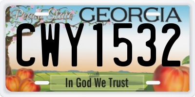 GA license plate CWY1532