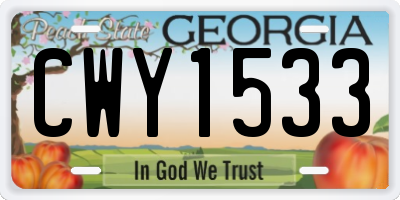 GA license plate CWY1533