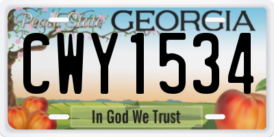 GA license plate CWY1534