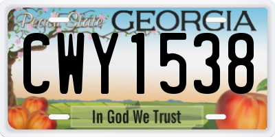 GA license plate CWY1538
