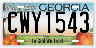 GA license plate CWY1543