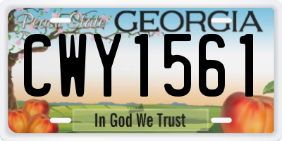 GA license plate CWY1561