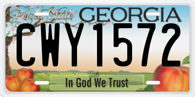 GA license plate CWY1572