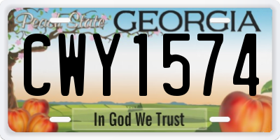 GA license plate CWY1574