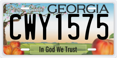 GA license plate CWY1575