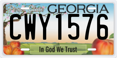 GA license plate CWY1576