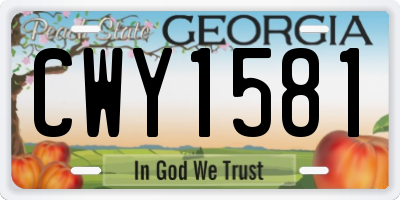 GA license plate CWY1581