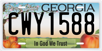 GA license plate CWY1588