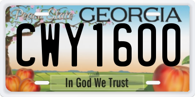 GA license plate CWY1600