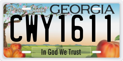 GA license plate CWY1611
