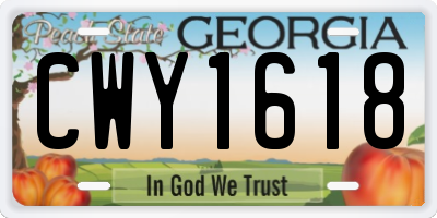 GA license plate CWY1618