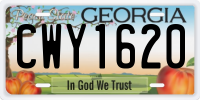 GA license plate CWY1620