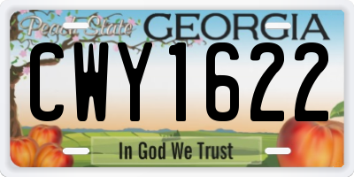 GA license plate CWY1622