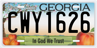 GA license plate CWY1626