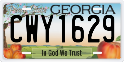 GA license plate CWY1629