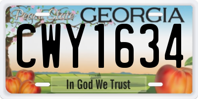 GA license plate CWY1634