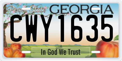 GA license plate CWY1635