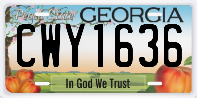 GA license plate CWY1636