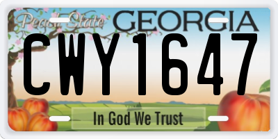GA license plate CWY1647