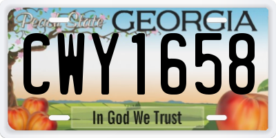 GA license plate CWY1658