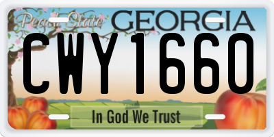 GA license plate CWY1660