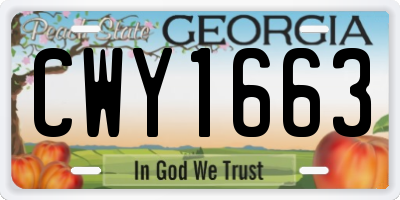GA license plate CWY1663