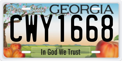 GA license plate CWY1668