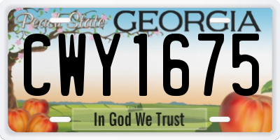 GA license plate CWY1675