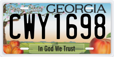 GA license plate CWY1698