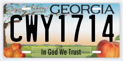GA license plate CWY1714