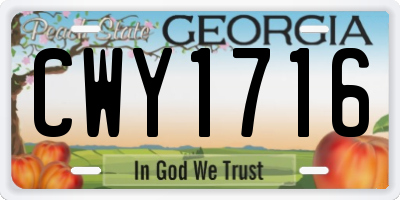 GA license plate CWY1716
