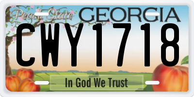 GA license plate CWY1718