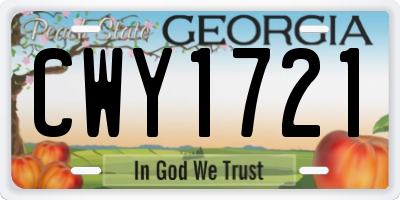 GA license plate CWY1721