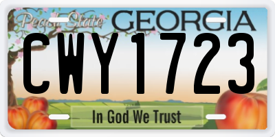 GA license plate CWY1723