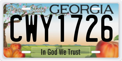 GA license plate CWY1726